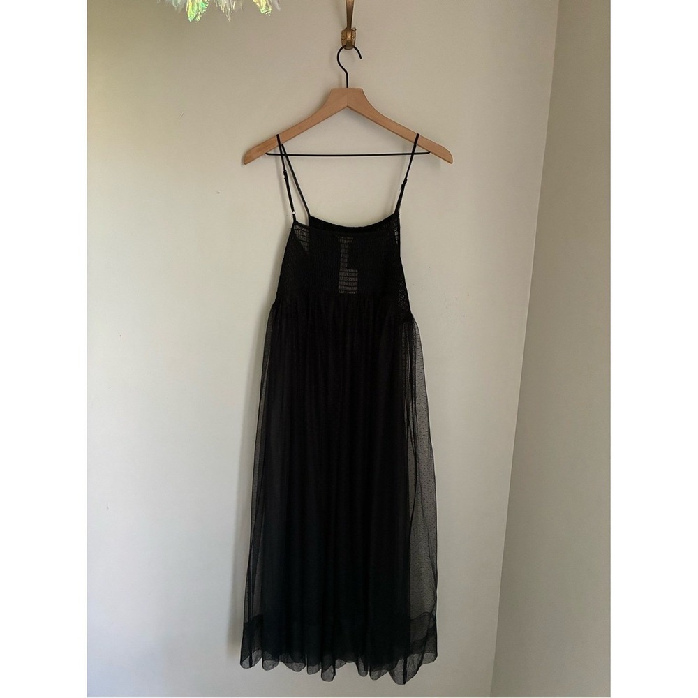 Free People Can't Stop Won't Stop Black Sheer Whimsigoth Slip Dress Size Small - Picture 7 of 8